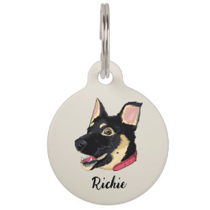 GSD Puppy Illustratie Monogram Hond Liefhebber Cad Huisdierpenning