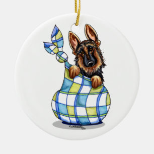 GSD Sack Puppy First Kerstmis op maat Keramisch Ornament
