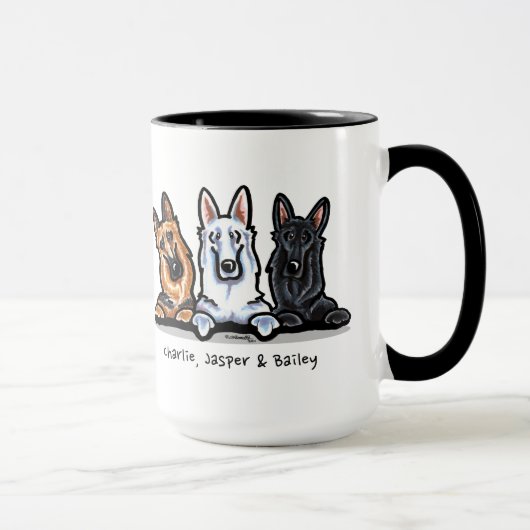 GSD Zwart wit en Tan Persoonlijk Mok (Rechts)