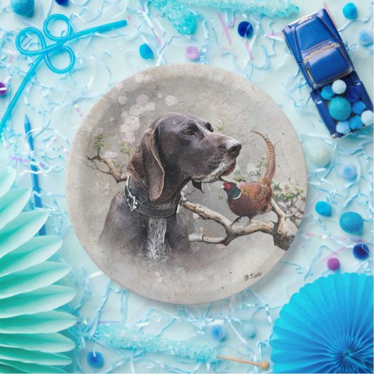 GSP Hunting Art – Precision, Passion, and Pheasant Papieren Bordje (Feest)