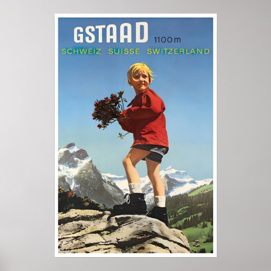 Gstaad Muurprint Zwitserland Ski Poster Gstaad (Voorkant)