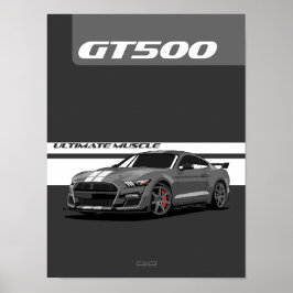 GT500 Muscle Car Poster – Grijs