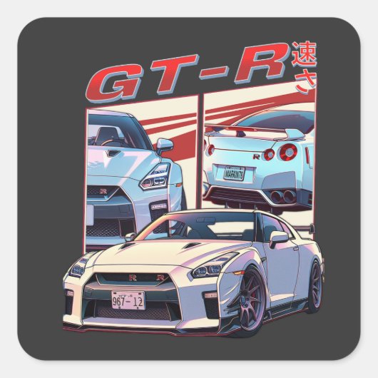 GT-R STRAATLEGENDE VIERKANTE STICKER (Voorkant)