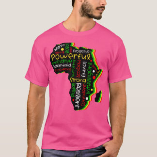 GTricolor Africa Word Cloud Queening Black Girl T-shirt