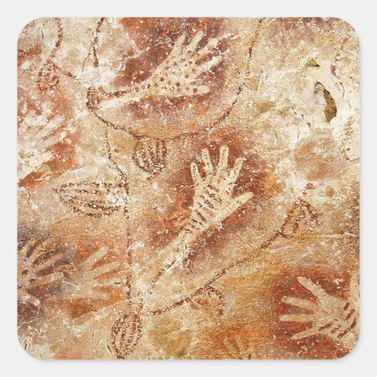 Gua Tewet ~ Tree of Life ~ Ancient Cave Art ~Hands Vierkante Sticker (Voorkant)