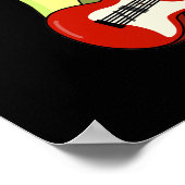Guac en Roll Funny Rocker Avocado pun Dark BG Poster (Hoek)