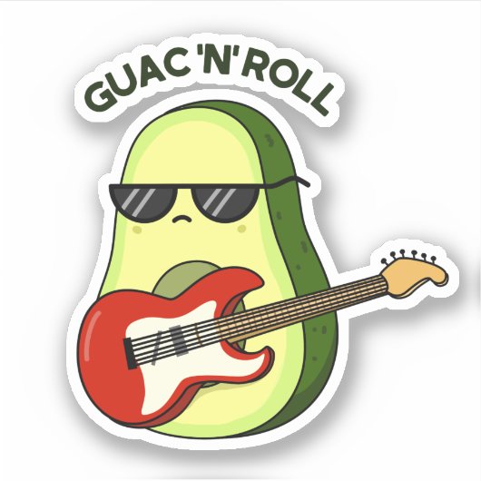 Guac en Roll Grappige avocado woordspeling Sticker (Voorkant)