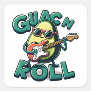 Guac N Roll Rock en Roll Guac en Roll Vierkante Sticker