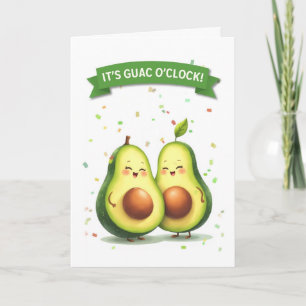 Guacamole Day Schattigee Avocado Paar met Banner Kaart
