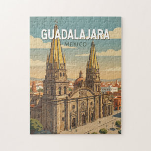Guadalajara Mexico Illustratie Reis Kunst Vintage Legpuzzel