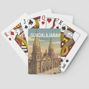 Guadalajara Mexico Illustratie Reis Kunst Vintage Pokerkaarten