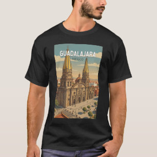 Guadalajara Mexico Illustratie Reis Kunst Vintage T-shirt