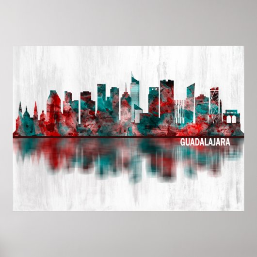 Guadalajara Mexico Skyline Poster (Voorkant)