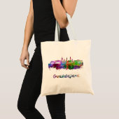 Guadalajara skyline in watercolor tote bag (Voorkant (product))