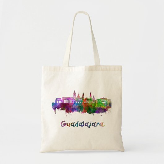 Guadalajara skyline in watercolor tote bag (Voorkant)
