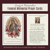 Guadalupe Catholic Floral Funeral Prayer Kaart
