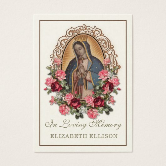 Guadalupe Catholic Floral Funeral Prayer Kaart (Voorkant)