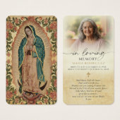 Guadalupe Funeral Catholic Photo Prayer Card (Devant & derrière)