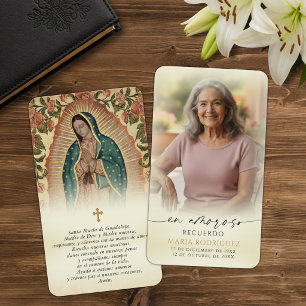 Guadalupe-herdenkingsgebedskaarten in het Spaans Visitekaartje