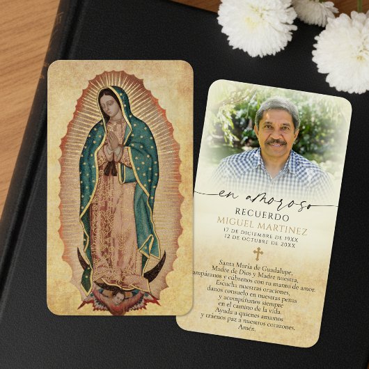 Guadalupe In Loving Memory Photo Prayer Card