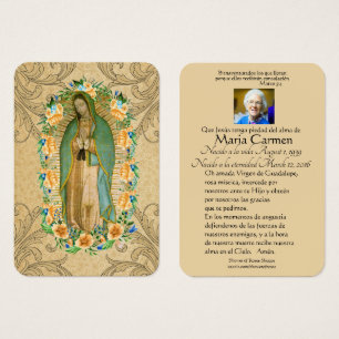 Guadalupe Katholieke Funeral Heilige Prayer Visitekaartje