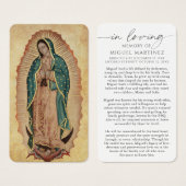 Guadalupe Loving Memory Photo Funeral Prayer Card Visitekaartje (Voorkant /achterkant)