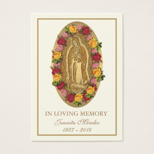 Guadalupe Maagd Mary Funeral Prayer Heilige Kaart (Voorkant)