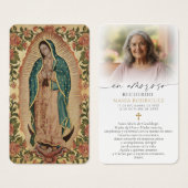 Guadalupe Memorial Photo Spanish Prayer Cards (Devant & derrière)