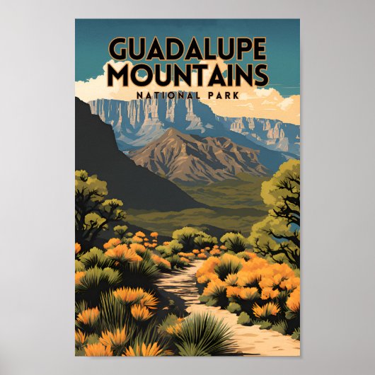 Guadalupe Mountains National Park Retro Reizen Poster (Voorkant)