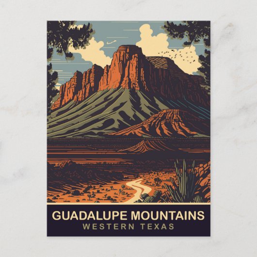 Guadalupe Mountains, Western, reizen Briefkaart (Voorkant)