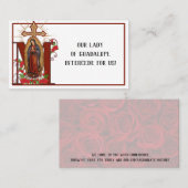 Guadalupe Prière religieuse Cartes saintes (Devant / Derrière)