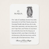 Guadalupe Vierge Marie Prière espagnole Carte Sain (Dos)