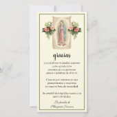 Guadalupe Virgin Mary Funeral condoléances Spaans Bedankkaart (Voorkant)
