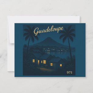 Guadeloupe 971 – Tropische nachtelijke illustratie Briefkaart