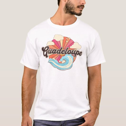Guadeloupe Frans Caribisch Retro T-shirt (Voorkant)