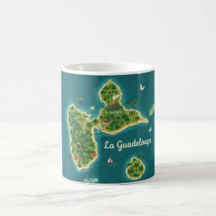 Guadeloupe – geïllustreerde eilandkaart koffiemok