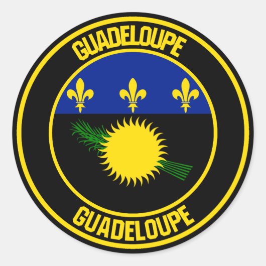Guadeloupe Round Emblem Ronde Sticker (Voorkant)