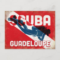 Guadeloupe Scuba Diver - Blue Retro