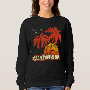 Guadeloupe Summer Palm Trees 80s Beach Sunset Trui
