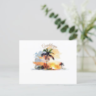 Guadeloupe: Tropische Zonsondergang in Aquarel Briefkaart
