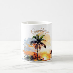 Guadeloupe: Tropische Zonsondergang in Aquarel Koffiemok