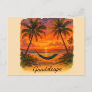 Guadeloupe – Tropische Zonsondergang met Hangmat Briefkaart