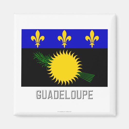 Guadeloupe vlag met naam magneet (Voorkant)
