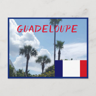 Guadeloupe vlag met tropische palmbomen briefkaart