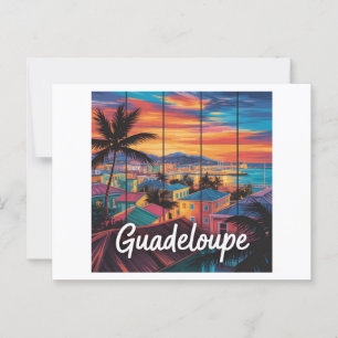 Guadeloupe Zonsondergang Tropisch Vibrerend Briefkaart
