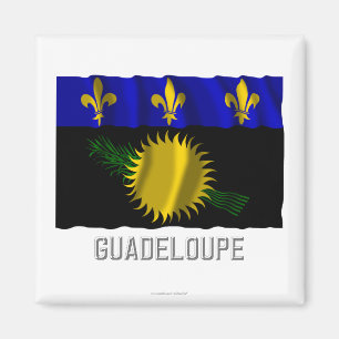 Guadeloupe zwaaien vlag met naam magneet