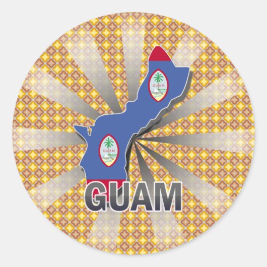 Guam Flag Kaart 2.0 Ronde Sticker (Voorkant)