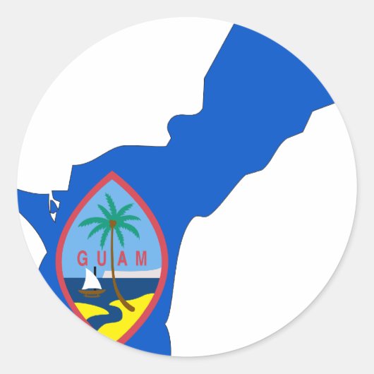 Guam Flag Map Ronde Sticker (Voorkant)