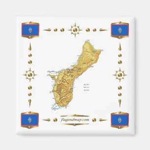 Guam Map + Flags Magnet Magneet