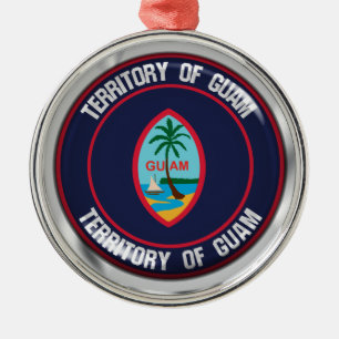 Guam Round Emblem Metalen Ornament
